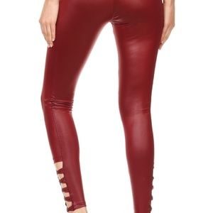 FAUX Leather Burgundy Sport Leggings